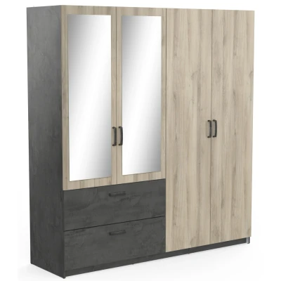 Afbeelding van Kledingkast Ready 178 cm breed antraciet met kronberg eiken