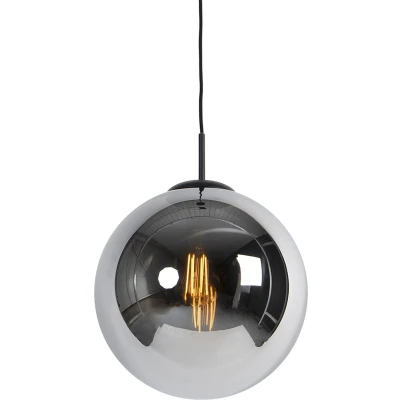 Afbeelding van QAZQA Smart hanglamp zwart met smoke glas 30 cm incl. Wifi ST64