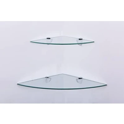 Afbeelding van Euro Tische Hoekplank van glas, 35 x cm, wandplank voor badkamer, badkamerplank, 6 mm gehard verschillende maten (transparant)