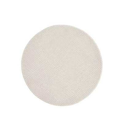 Afbeelding van Rond Zacht Vloerkleed Fuzz Waves Crème 80 Cm