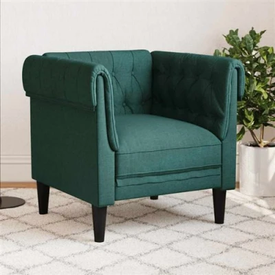 Afbeelding van Fauteuil Chesterfield stijl stof donkergroen