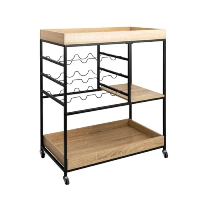 Afbeelding van Serveringsvagn Vinthera Moa Flessenrek Zwart Metaal 75 x 40 91,5 cm
