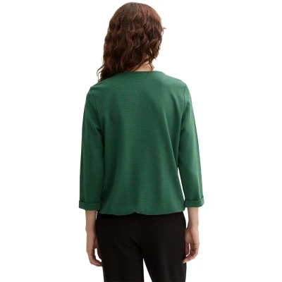Afbeelding van TOM Tailor Structured Longsleeve, Dames, Maat: Large, Explorer green