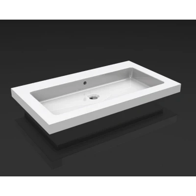 Afbeelding van Wiesbaden Kera wastafel enkel zonder kraangat 60x46x5 cm keramiek glans wit