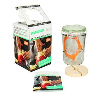 Afbeelding van Weck Parfait 44839 Metalen beugelglas, 750 ml (met rubberen ring, fermenteer /inmaakglas met receptenboekje)