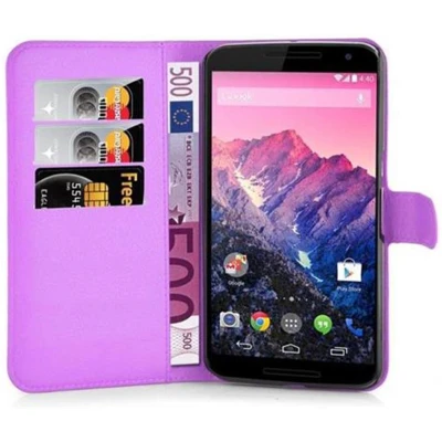 Afbeelding van Cadorabo Hoesje geschikt voor Motorola Google NEXUS 6 in MANGAAN PAARS Beschermhoes met magnetische sluiting, standfunctie en kaartvakje Book Case Cover Etui