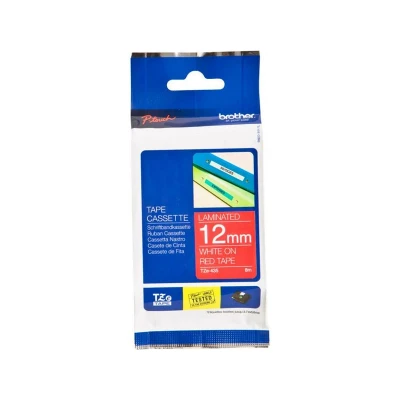 Afbeelding van Brother TZe 435 Tape Wit op rood (12 mm)