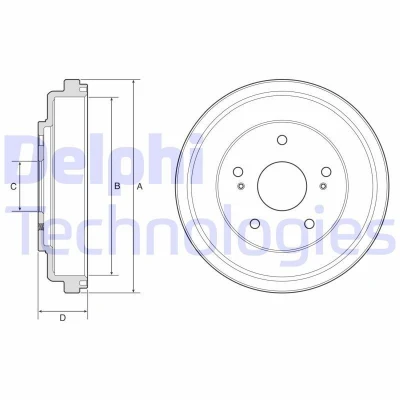 Afbeelding van DELPHI BF609 Remtrommel Zonder ABS sensorring, wiellager, lager 262