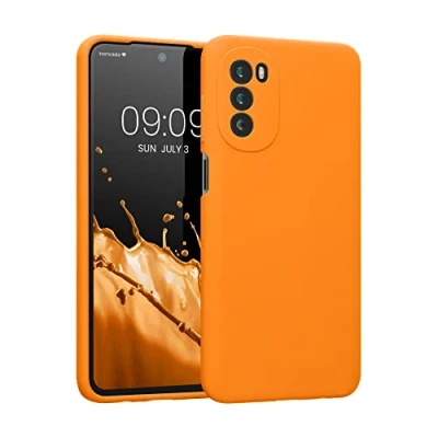 Afbeelding van kwmobile telefoonhoesje geschikt voor Motorola Moto G52 / G82 5G Hoesje met siliconen coating Smartphone case in fruitig oranje