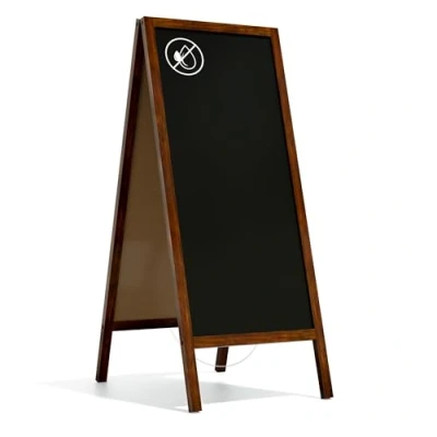 Afbeelding van ALLboards Schrijtbord met standaard, 150 x 61 cm, houtstructuur, beschrijfbaar krijt en krijtmarkers voor lokale restaurants