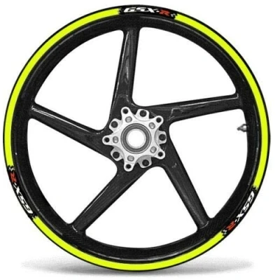 Afbeelding van labelbike Set zelfklevende motorvelgen compatibel met GSX R Suzuki GSXR Fluo Geel