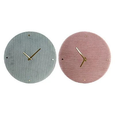 Afbeelding van Muurklok DKD Home Decor 40,5 x 5,5 cm Roze Groen (2 Stuks)