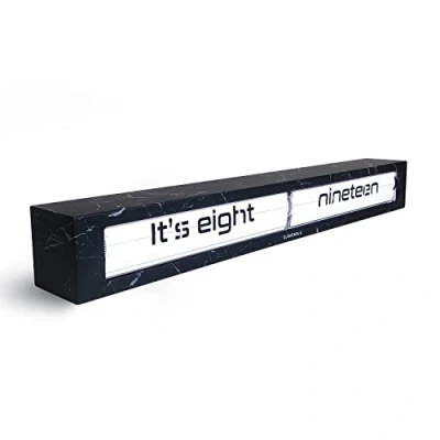 Afbeelding van Cloudnola Texttime wandklok, tafelklok, zwart,