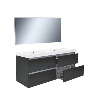 Afbeelding van Wiesbaden Vision meubelset (incl. spiegel) 120 cm hoogglans grijs
