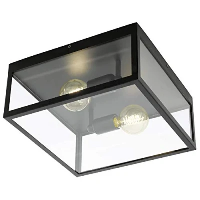 Afbeelding van EGLO Charterhouse Plafondlamp E27 36 cm Glas Zwart
