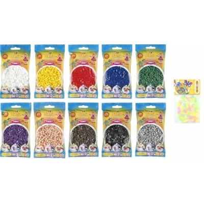 Afbeelding van Hama Midi Strijkparels (Kon 3) Convulut 10 kleuren (wit, geel, rood, paars, groen, blauw, bruin, zwart, grijs, huidkleurig) + strijkhandleiding met 3 designsjablonen