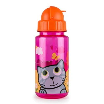 Afbeelding van TUM Waterfles voor kinderen met rietje, Tritan, 400 ml, BPA vrij, kattenhyacint