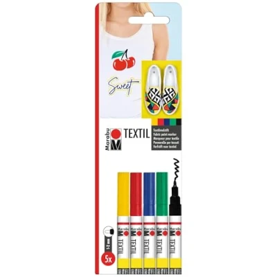 Afbeelding van Textielstiften set 5 dunne stiften