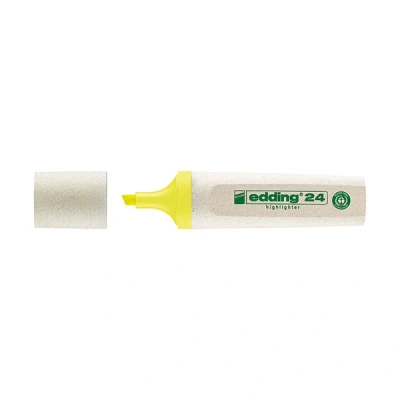 Image de EDDING surligneur &quot;Highlighter 24&quot; , pointe biseautée, jaune manche composée d&#039;au moins 70% de matière première renouvlable,encre chine à base d&#039;eau avec haut