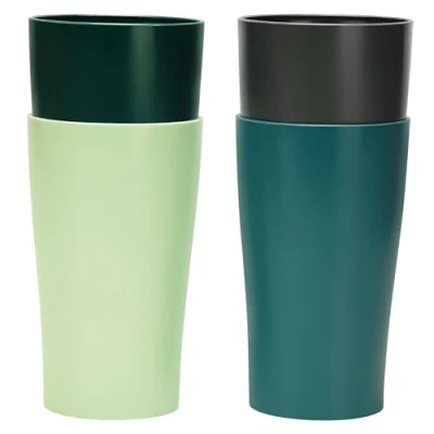 Afbeelding van Belle Vous 4 Pak Plastic Drink Bekers 400 ml Herbruikbaar en Onbreekbare Tumblers BPA vrije Reisbekers voor Water Hete/Koude Drankjes Magnetron Vaatwasser Veilig Kampeerbekers