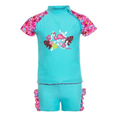 Afbeelding van Playshoes UV zwemsetje Kinderen Flamingo Aqua/Roze Maat 74/80