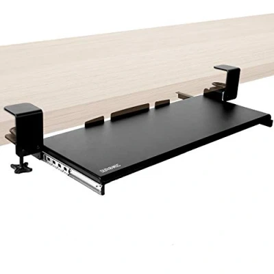 Afbeelding van Duronic DKTPX1 Toetsenbordhouder Uitschuif Toetsenbord Muis Lade voor onder Bureau Klem Ergonomisch Werkstation Kantoor Thuis Uittrek Platform Werkblad Eenvoudige Installatie