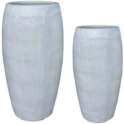 Afbeelding van PTMD Bloempot Rae 44x44x90 cm Keramiek Wit