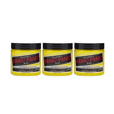 Image de Manic Panic Electric Banana Classic Crème, teinture capillaire semi permanente jaune vegan et respectueuse des animaux, 3 x 118 ml
