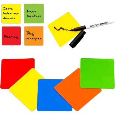 Afbeelding van Whiteboard Scrum Magneten met stift 50 stuks Mix 5 kleuren 7,5 x 7,5cm Post it notes voor Magneetbord en Koelkast