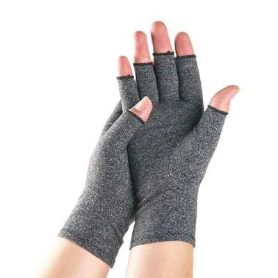Afbeelding van DURAGS bamboe compressie handschoenen voor artritis, artritis handschoenen, mannen en vrouwen, compressiehandschoenen, grijs.