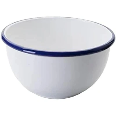 Afbeelding van IBILI Blanca kom, 16 x 9 cm, geëmailleerd staal, wit/blauw
