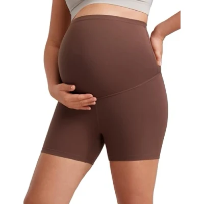 Afbeelding van CRZ YOGA Butterluxe Zwangerschapsbermuda voor dames, yoga, 10/15 cm, Bruine Koffie