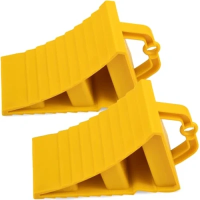 Afbeelding van GAsupply Lot de 2 cales roue en plastique avec poignée pour voiture, remorque, caravane, camping car