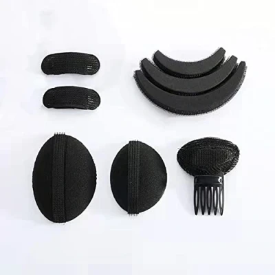 Afbeelding van CHUANGOU Bump It Up 8 stuks haaraccessoires voor dames, spons, haaraccessoires, zwart, vrouwen, knutselen, kapsels