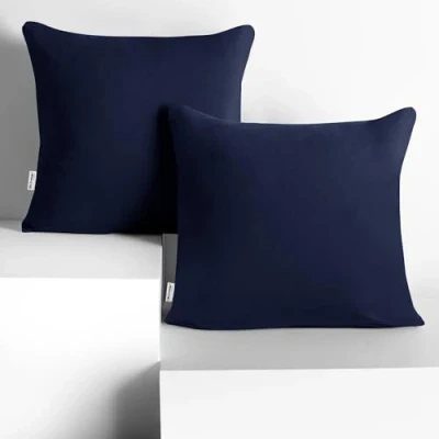 Afbeelding van DecoKing Set van 2 kussenslopen 50 x cm katoenen jersey kussensloop met ritssluiting donkerblauw amber