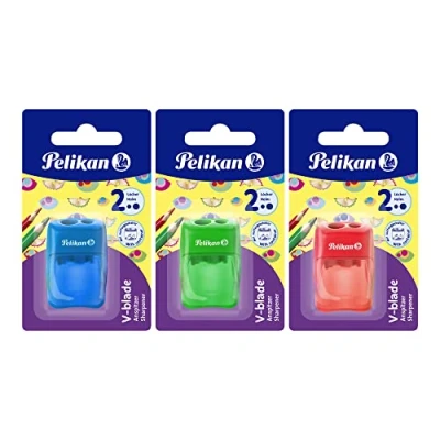 Afbeelding van Pelikan 700245 puntenslijper met reservoir 2 gaten, blauw, roze of groen