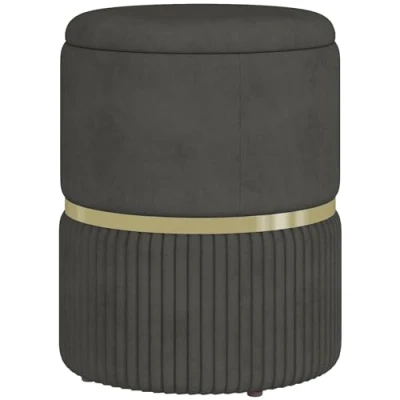 Afbeelding van HOMCOM Poef voetensteun, opbergdoos, corduroy, modern design, 36 x 44 cm, voor woonkamer, slaapkamer, grijs