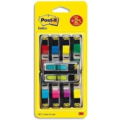 Afbeelding van Indextabs 3M Post it 683 11.9x43.2mm 8 kleuren assorti + 2 sets pijlvorm gratis