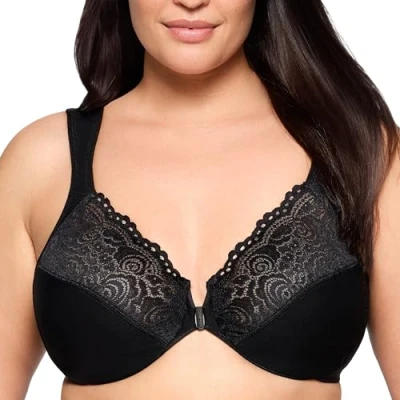 Afbeelding van Glamorise Elegance Front Close Underwire Bra Cupbeha voor dames, zwart (zwart), 115B
