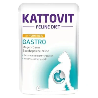 Afbeelding van 24x85g Gastro Kip/Rijst Kattovit Maaltijdzakjes Kattenvoer