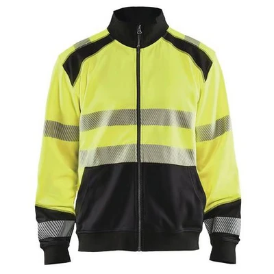 Image de Sweat zippé haute visibilité jaune fluorescent/noir