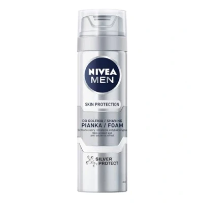 Afbeelding van NIVEA, Scheerschuim + Scheergel, NIVEA Men Huidbescherming pianka do golenia Silver Protect 200ml (200 ml, Scheergel)