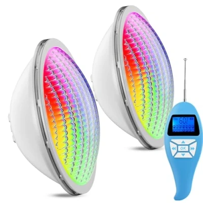 Afbeelding van LyLmLe Led zwembadlamp, PAR56, 20 W, spot, zwembad, RGB, dimbaar, meerkleurig, met afstandsbediening, dompelbaar ledlicht, IP68, waterdicht, 12 V AC, 2 stuks