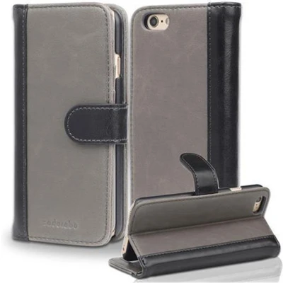 Afbeelding van Cadorabo Hoesje geschikt voor Apple iPhone 6 / 6S in GRIJS ZWART Beschermhoes Book Case Cover met standfunctie en kaartvak tweekleurig design