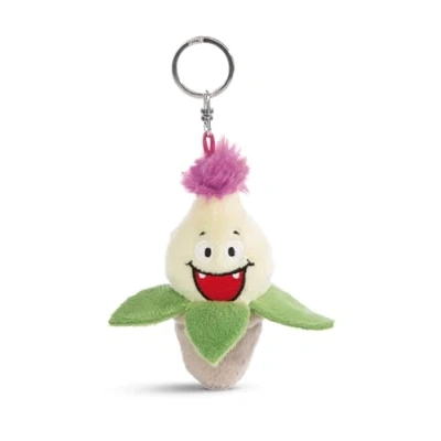 Afbeelding van Pluche sleutelhanger met Aloë Vera Willibald, 10 cm, groen, duurzame knuffeldierhanger metalen ring om op te hangen aan sleutels, touw, tas en meer