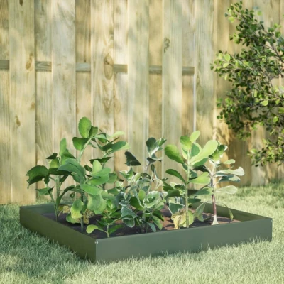 Afbeelding van vidaXL Plantenbak verhoogd 100x100x26 cm staal olijfgroen