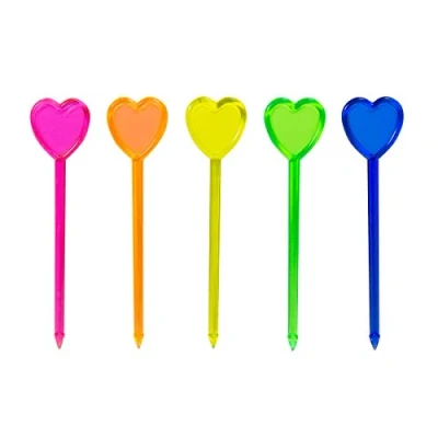 Afbeelding van Prikkers Hart neon plastic 24 stuks