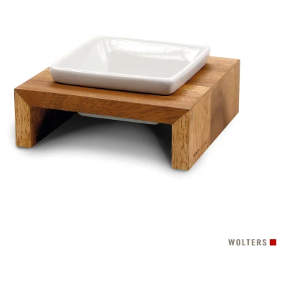 Afbeelding van Wolters Foodstation Meshidai Teak&amp;Wit Hondenvoerbak 15x15x5 cm