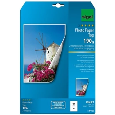 Afbeelding van inkjetpapier Sigel A4 190g Foto papier hoogglans dubbelzijdig