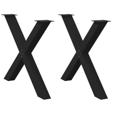 Afbeelding van vidaXL Eettafelpoten 2 st X vormig 90x(72 73) cm staal zwart